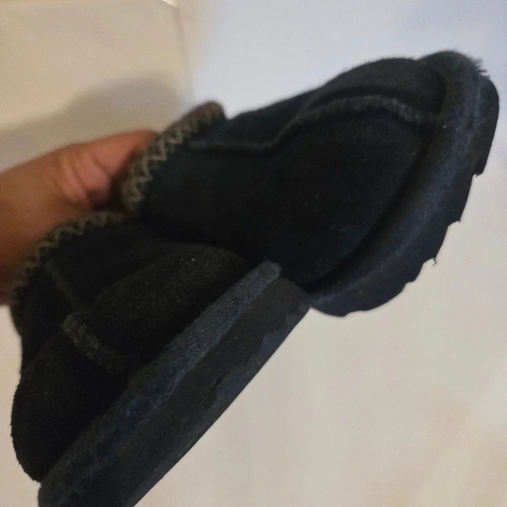 UGG Tasman Kids Navy Blue Suede Sheepskin Lined Slippers Shoes 1019066K